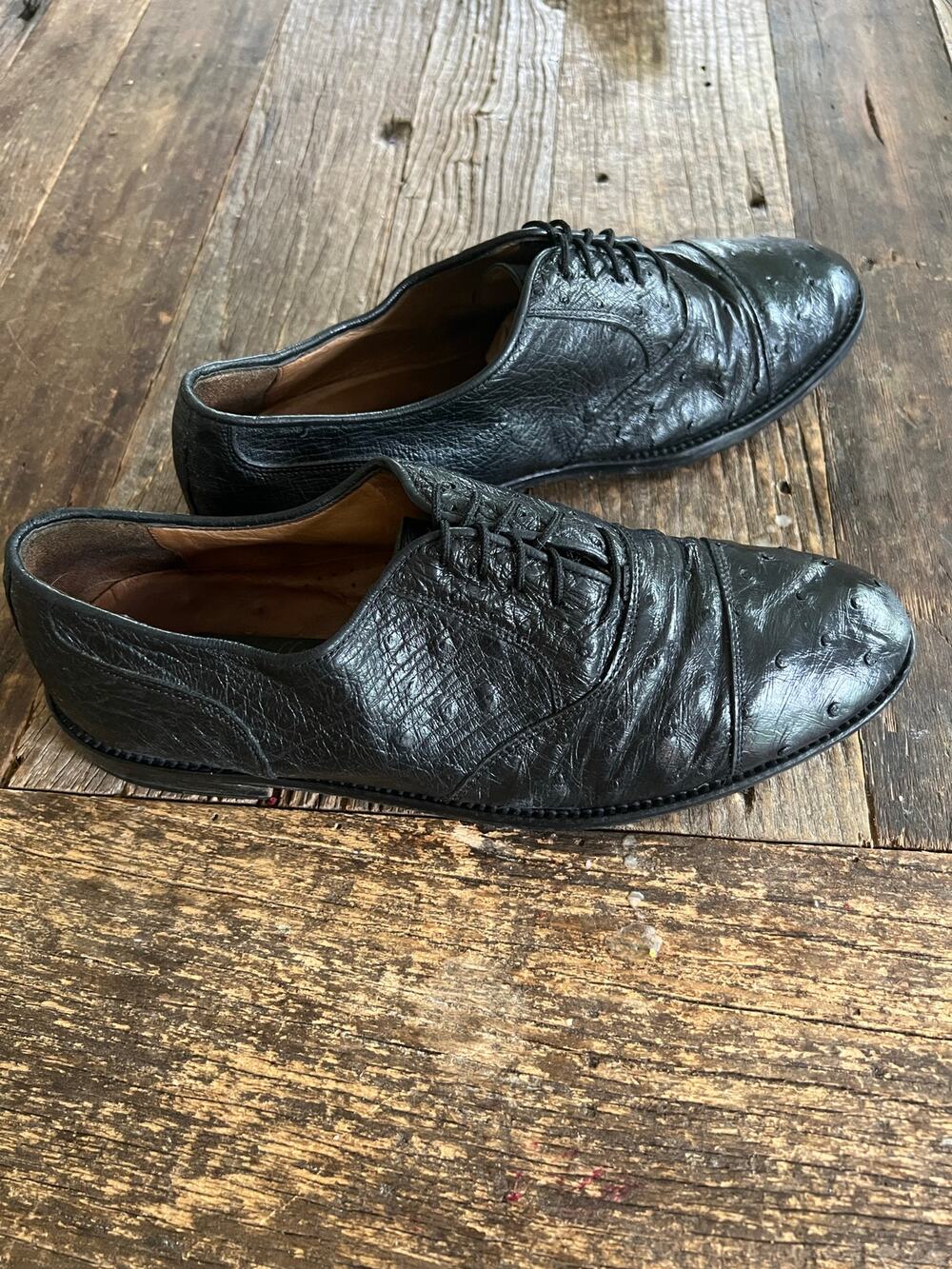 Zelli Made in Italy Ostrich Quill Oxford Casual Dress Shoes Size 8.5 M JL